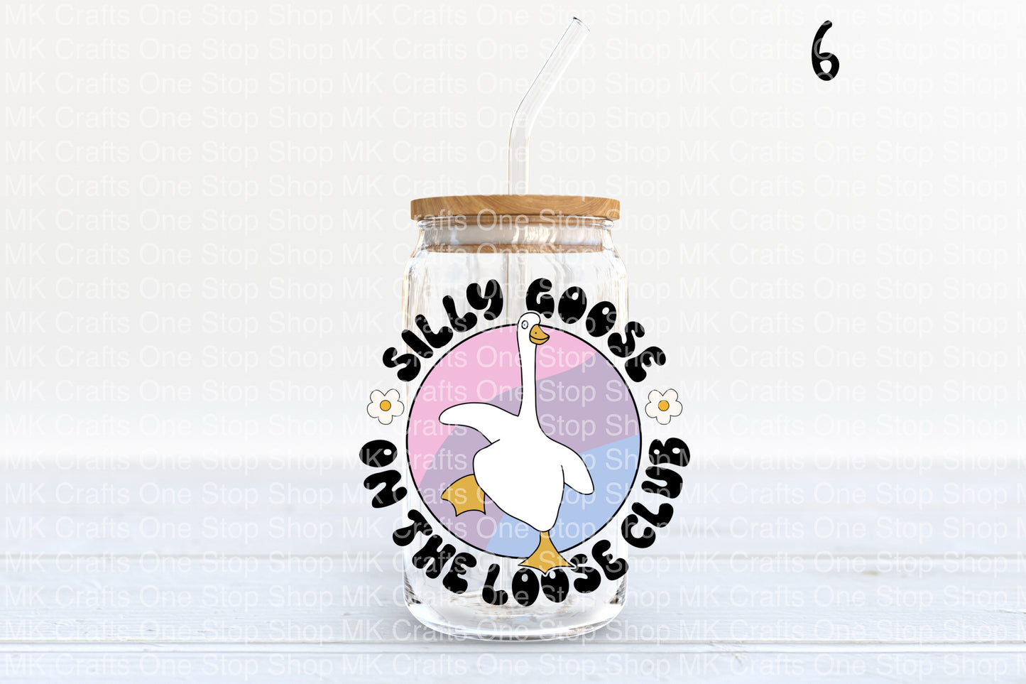 Cute Geese (10 Variations) 16oz Glass Tumbler w/Bamboo Lid and Glass Straw