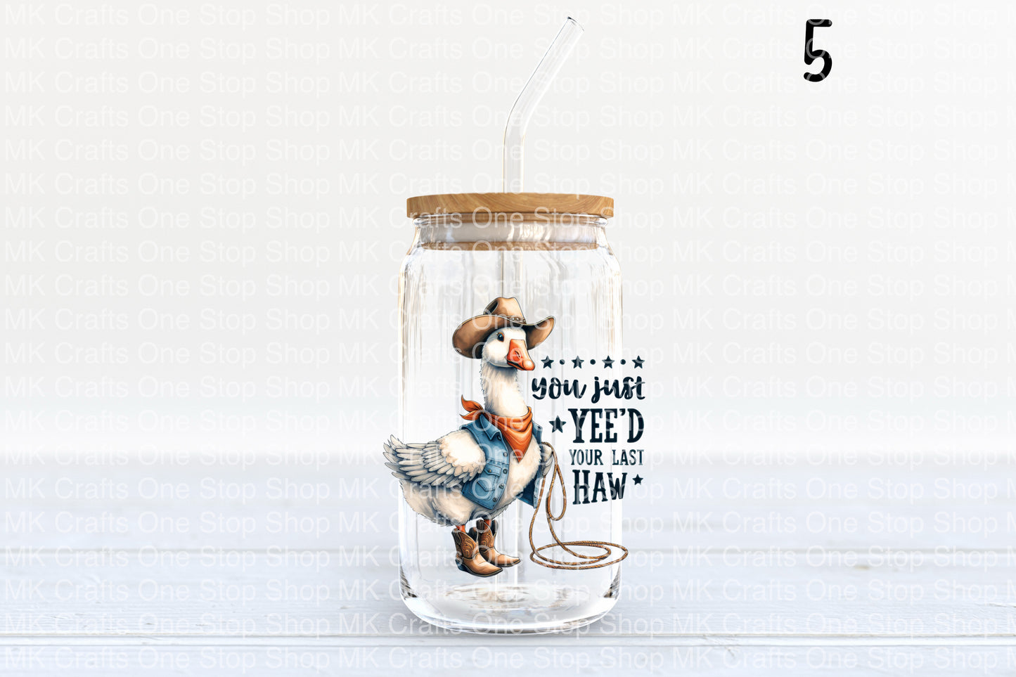 Cute Geese (10 Variations) 16oz Glass Tumbler w/Bamboo Lid and Glass Straw