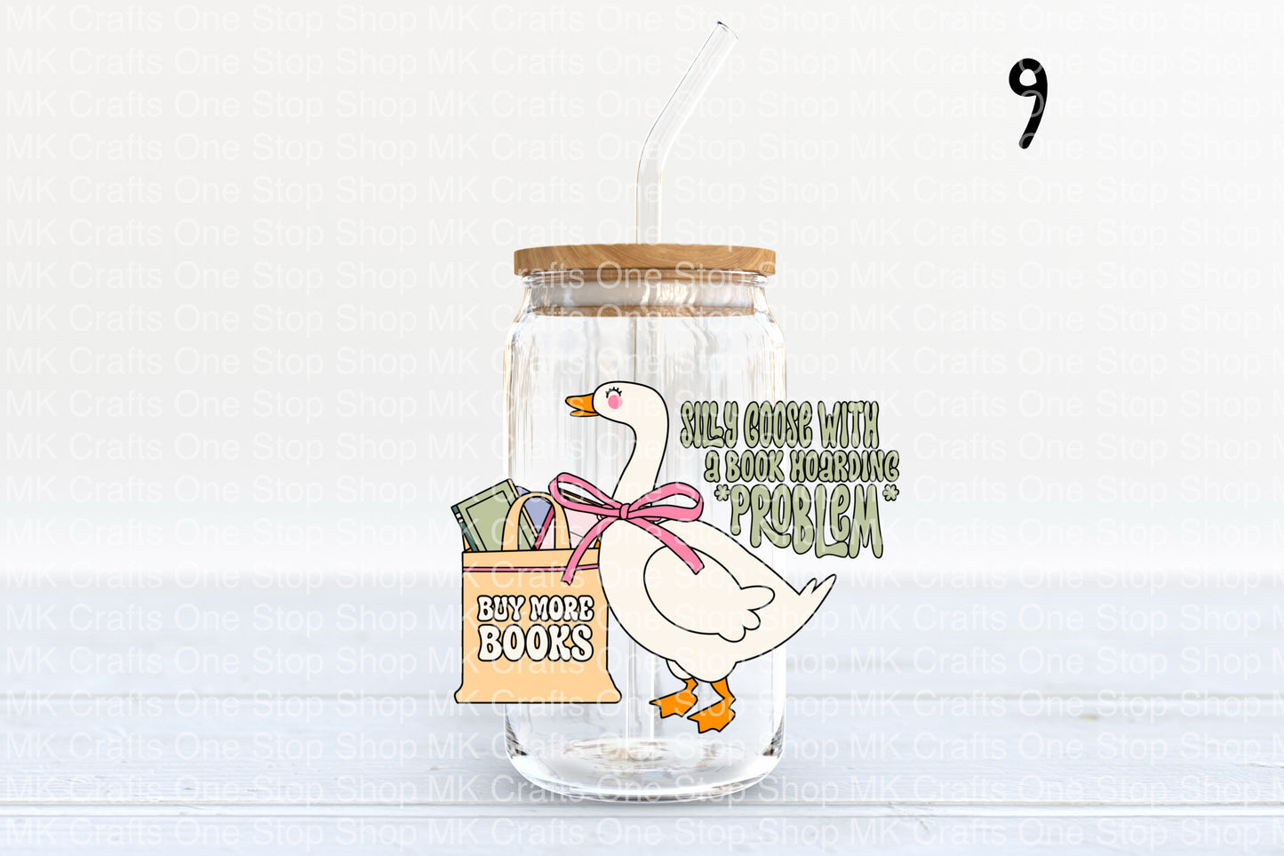 Cute Geese (10 Variations) 16oz Glass Tumbler w/Bamboo Lid and Glass Straw