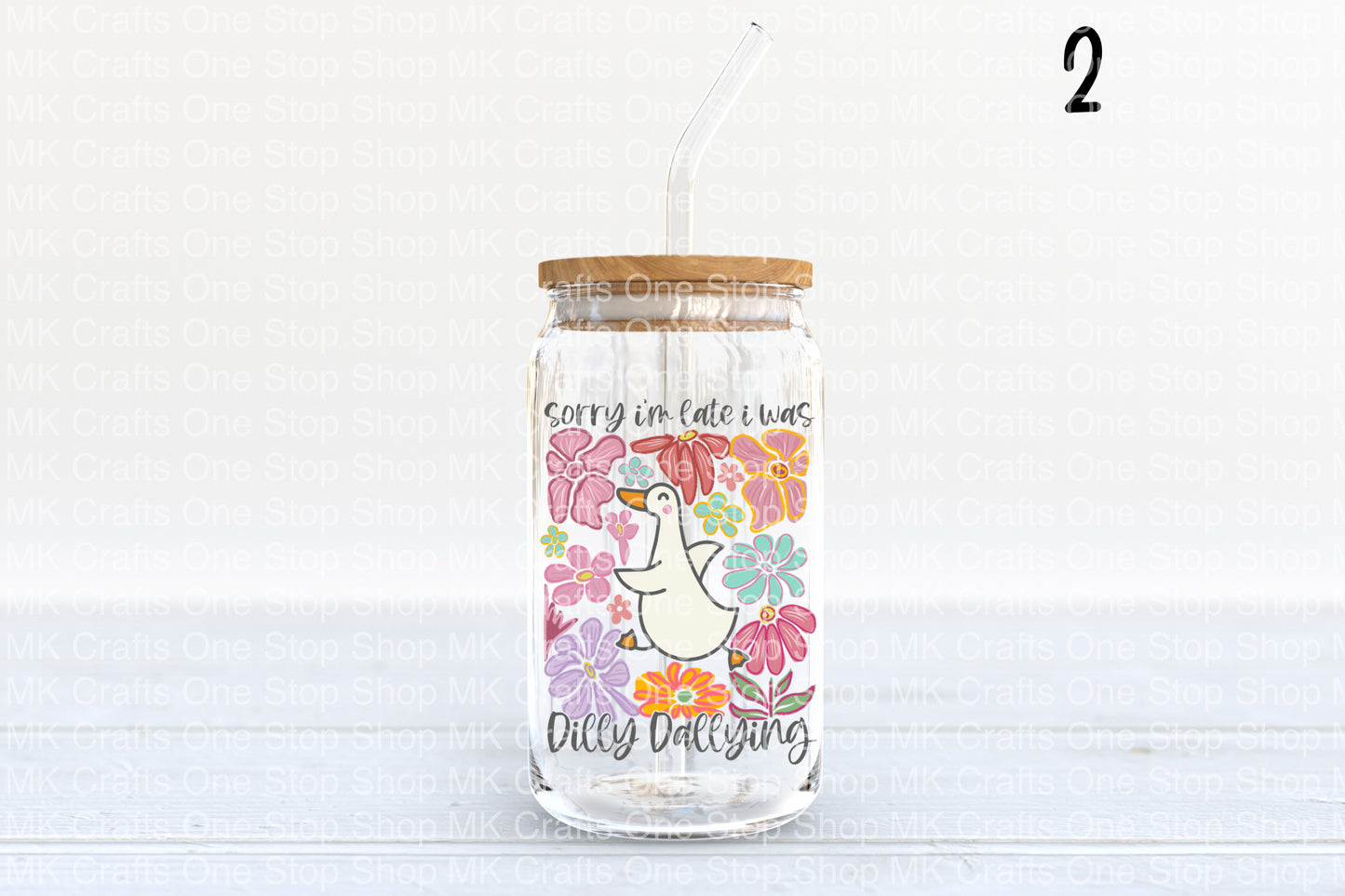 Cute Geese (10 Variations) 16oz Glass Tumbler w/Bamboo Lid and Glass Straw