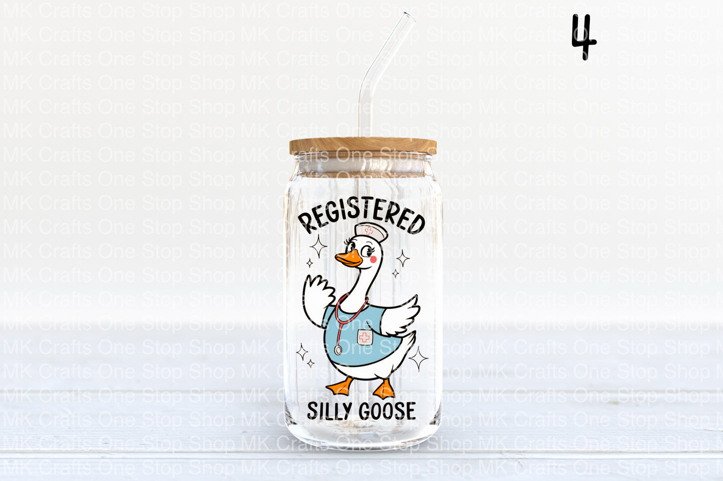Cute Geese (10 Variations) 16oz Glass Tumbler w/Bamboo Lid and Glass Straw