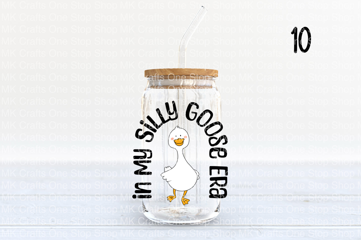 Cute Geese (10 Variations) 16oz Glass Tumbler w/Bamboo Lid and Glass Straw