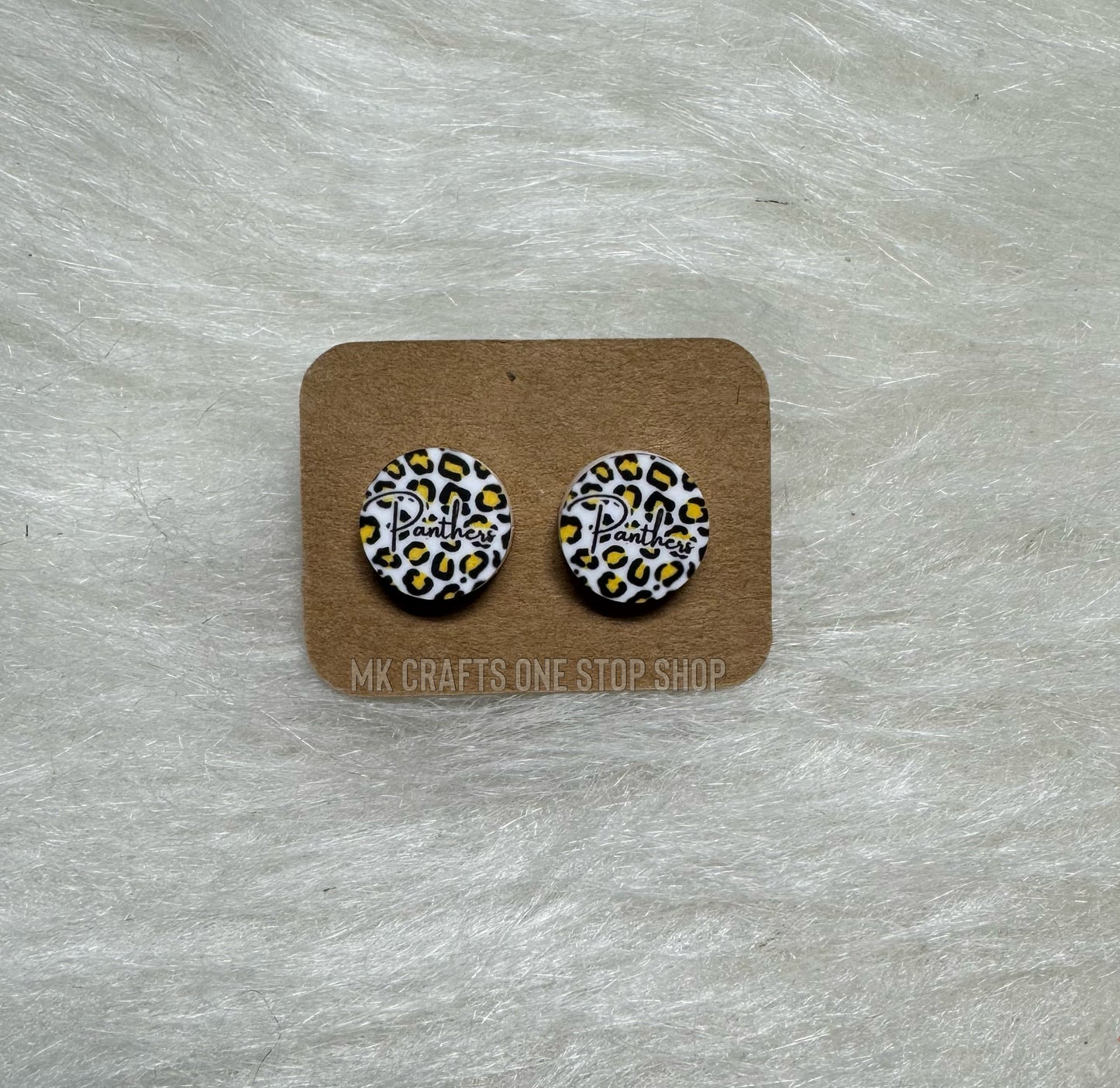 1/2” leoaprd print panthers stud earrings - hypoallergenic hardware