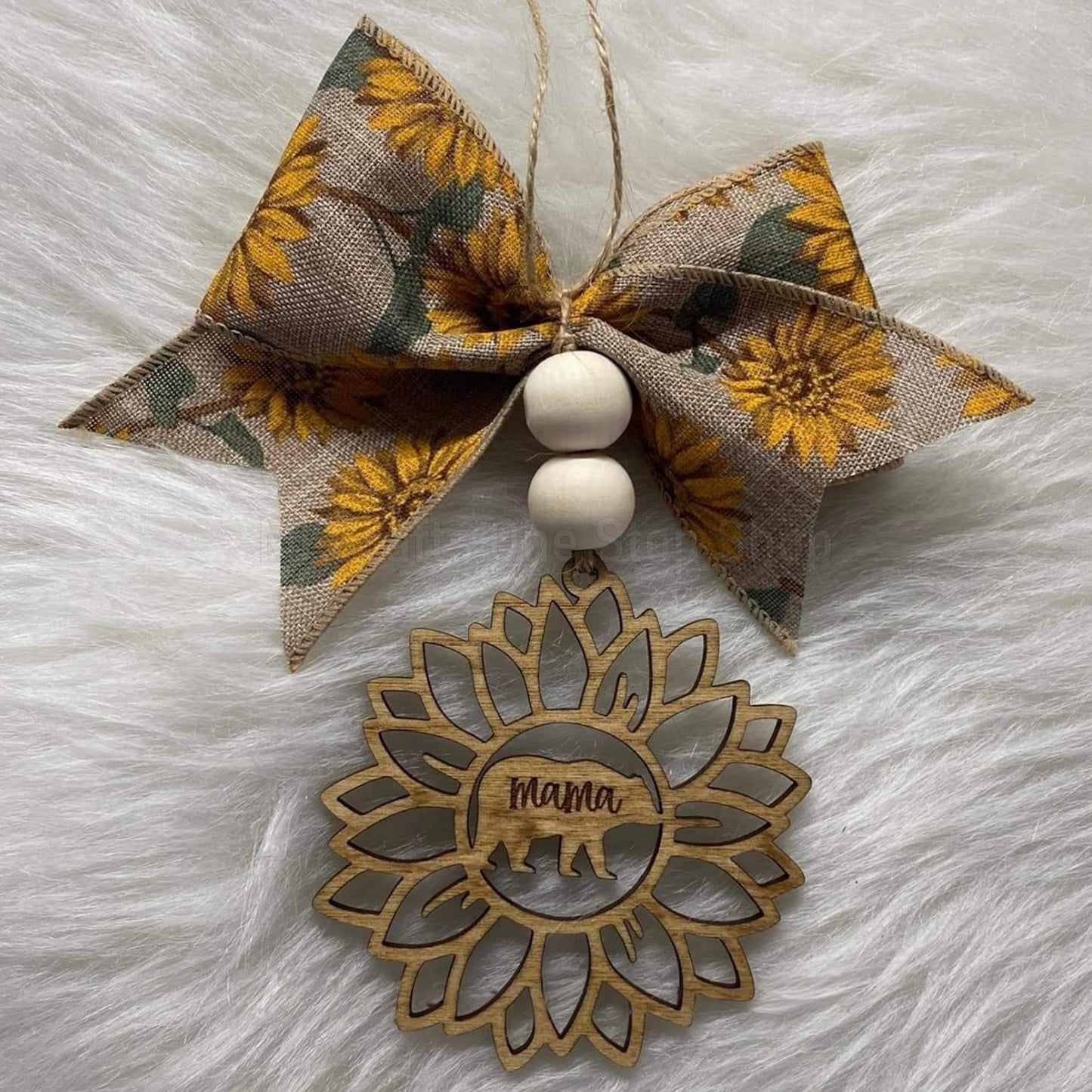 Personalized Mama Bear Wood Car Charm