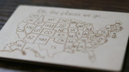 Color-In Travels Natural Wood Map (Ornament or Magnet)