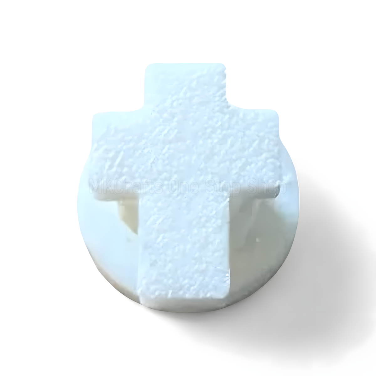 White Cross Bogg Bag Charm Backer with twist attachment
