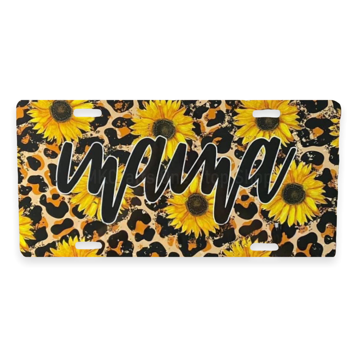 Personalized Sunflower Leopard Print License Plate