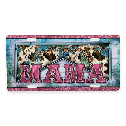 Cow/Leopard Print Mama License Plate