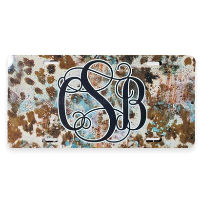 Personalized Monogram Cow Print License Plate