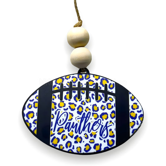 Personalized Team Leopard Print Football Acrylic Car Charm