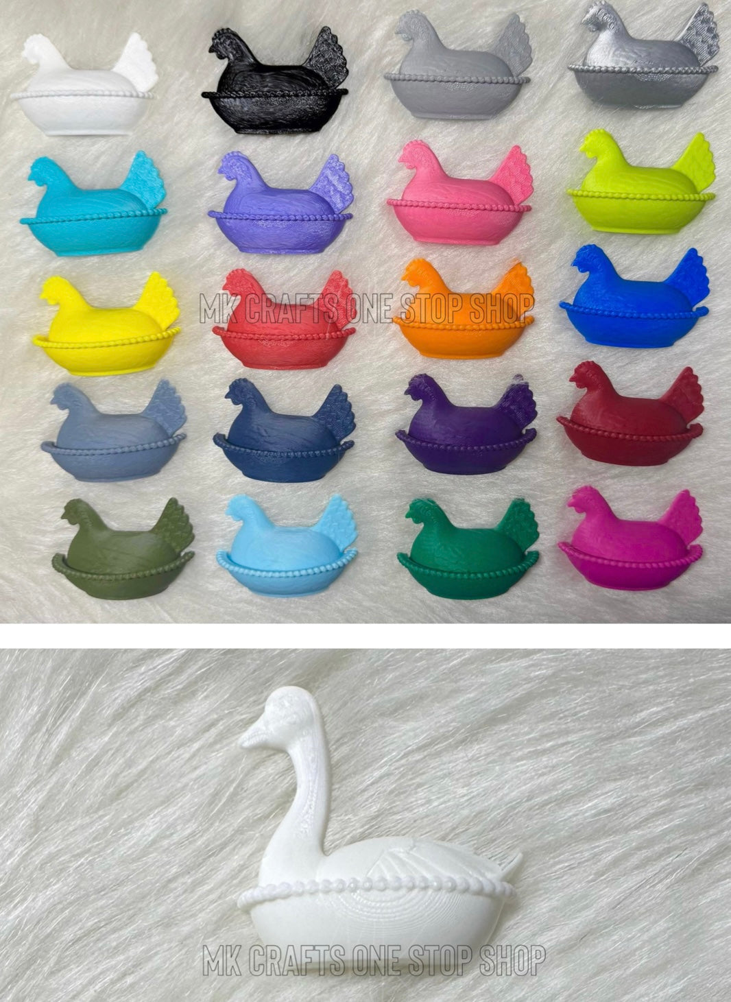 3D printed nesting hen and goose magnet