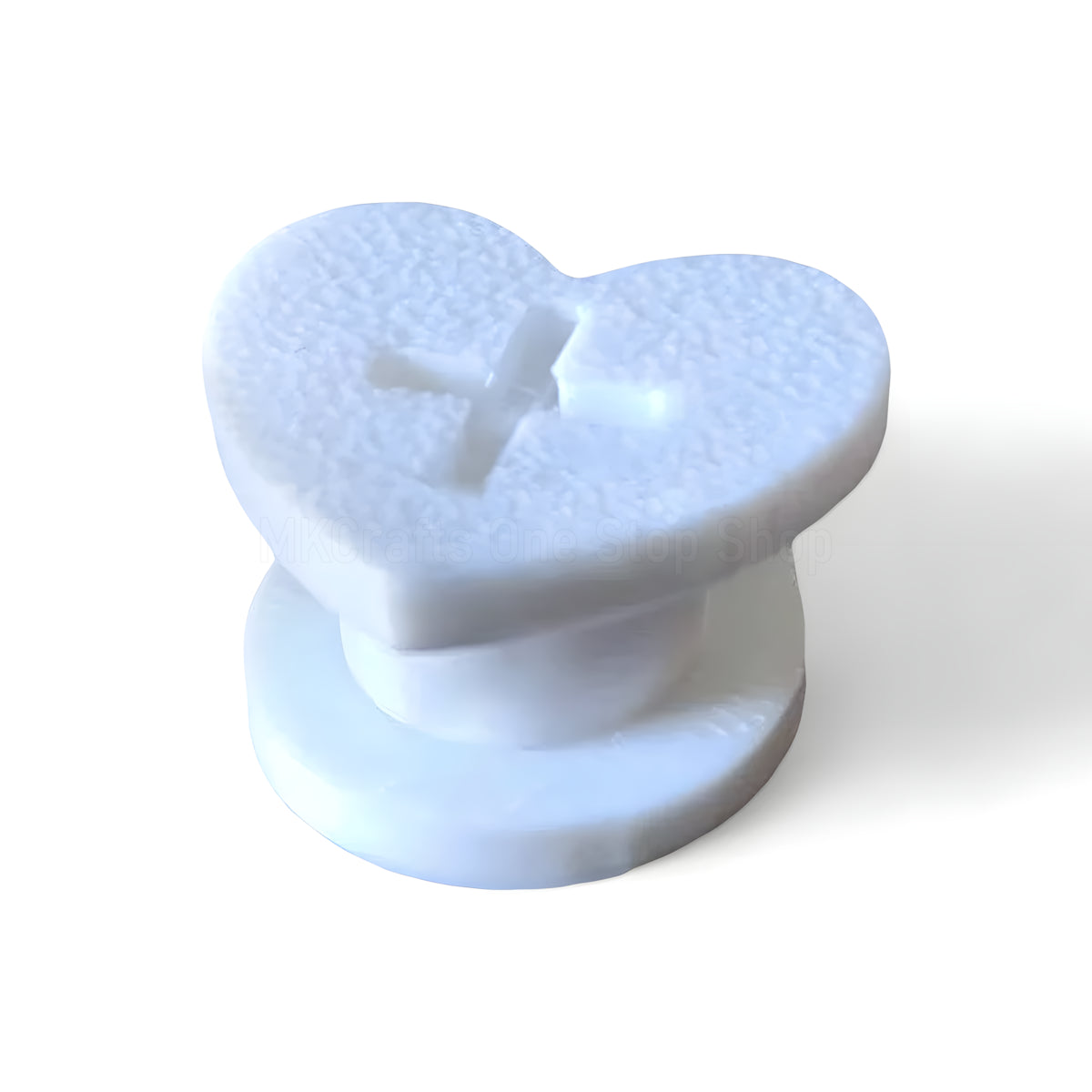 White Heart Bogg Bag Charm Backer with twist attachment