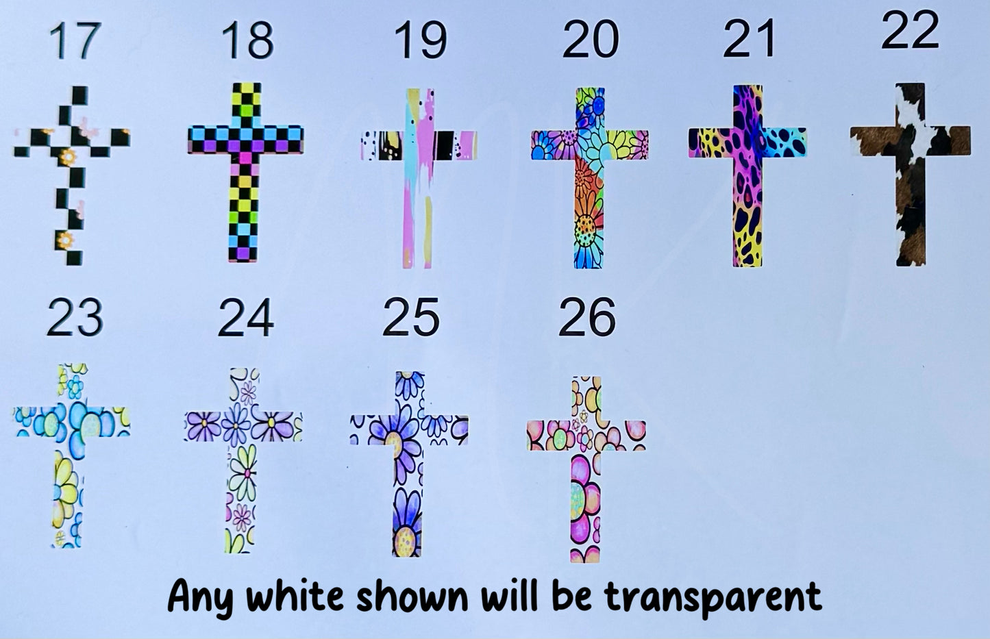 Stained glass look cross car charm