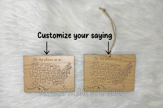 Color-In Travels Oak Plywood MDF Core Wood Map (Ornament or Magnet)