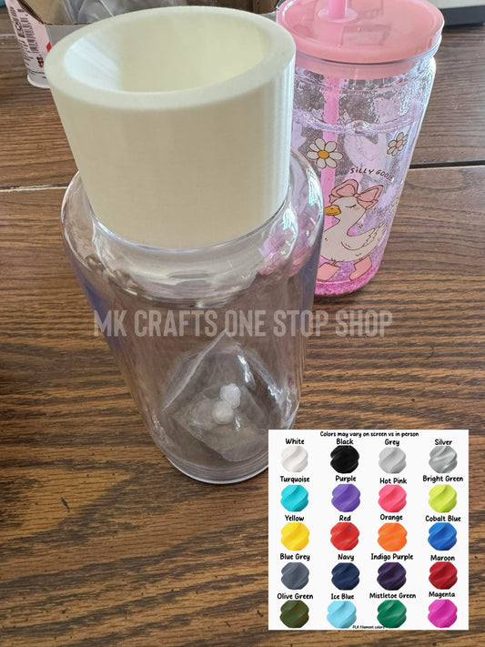 3D printed snow globe tumbler funnel