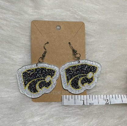 1.8” glitter panther head dangle earrings - hypoallergenic hardware