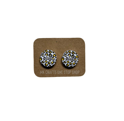 1/2” leoaprd print panthers stud earrings - hypoallergenic hardware