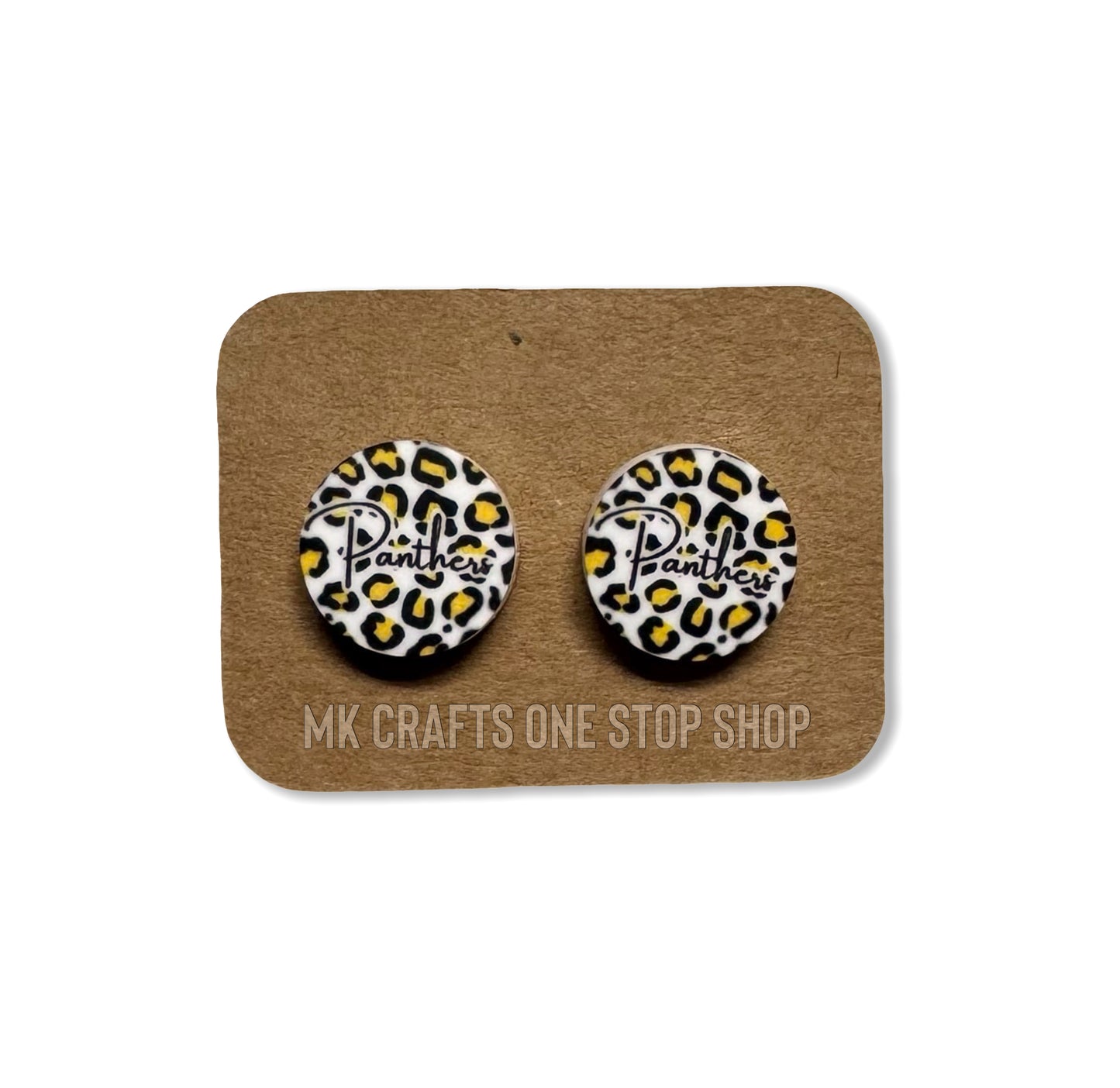 1/2” leopard print panthers stud earrings - hypoallergenic hardware