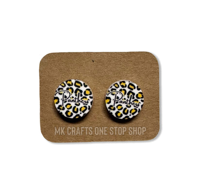 1/2” leopard print panthers stud earrings - hypoallergenic hardware
