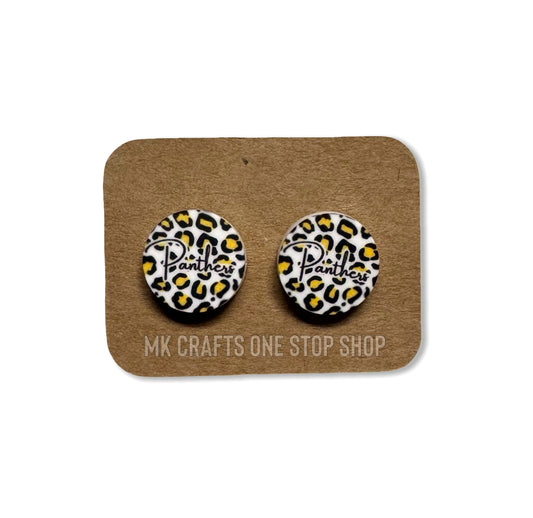 1/2” leopard print panthers stud earrings - hypoallergenic hardware