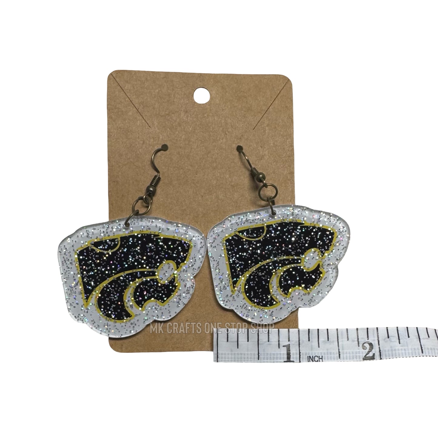 1.8” glitter panther head dangle earrings - hypoallergenic hardware