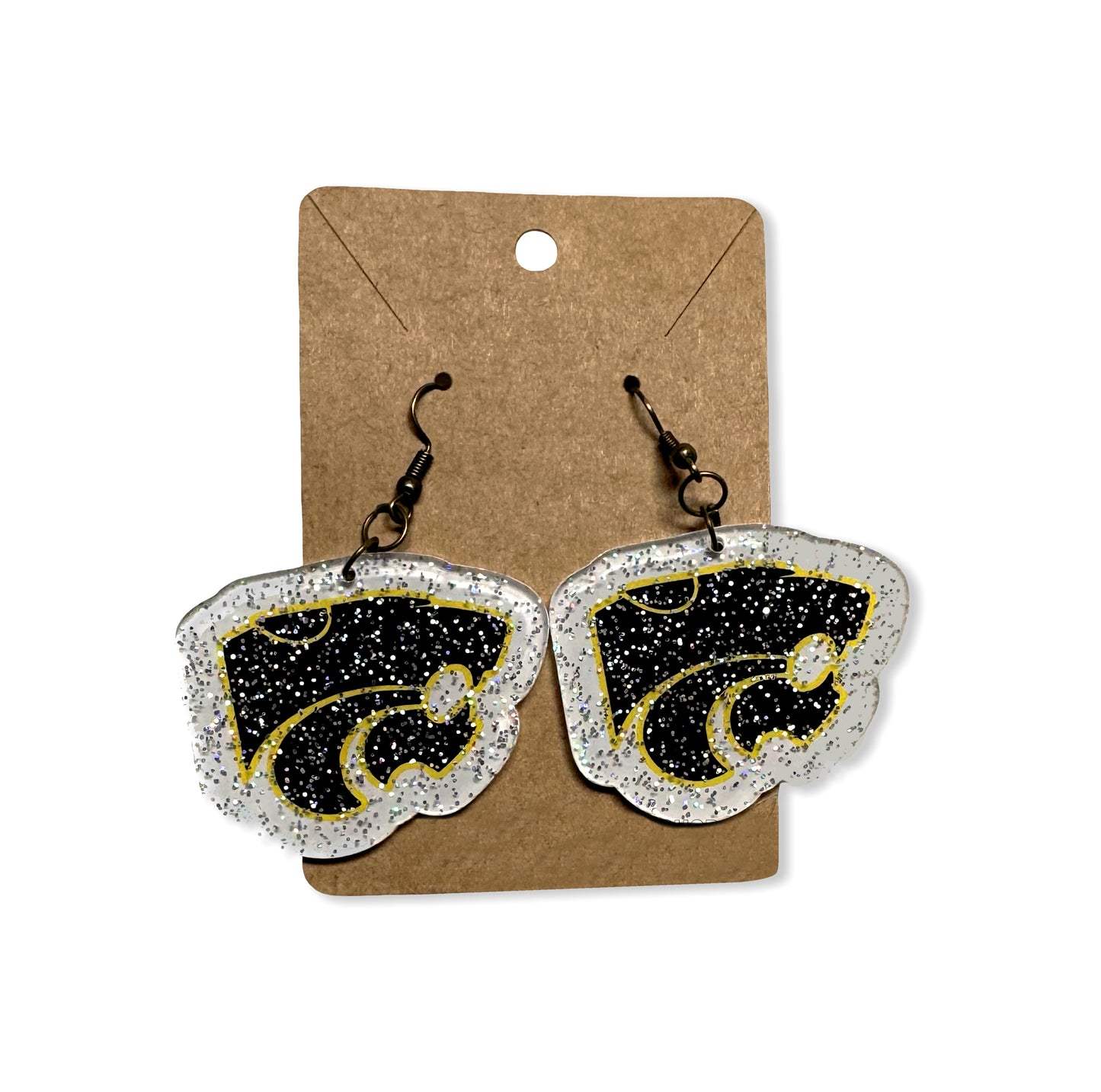 1.8” glitter panther head dangle earrings - hypoallergenic hardware