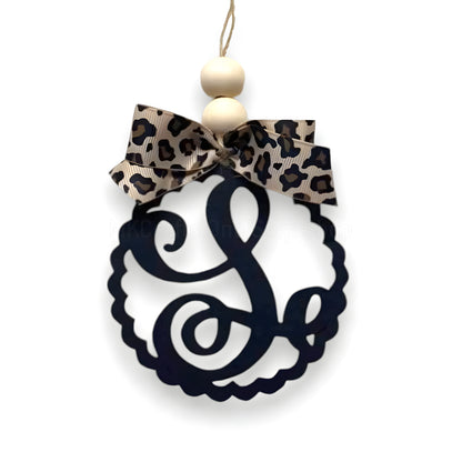 Personalized Fancy Initial Wood Car Charm