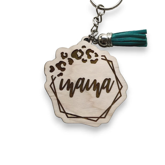 Tasseled Wooden Mama Keychain