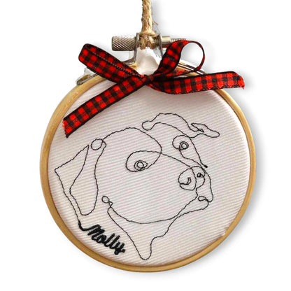 Personalized Embroidered Line Art Ornament 3" (7.62 cm)