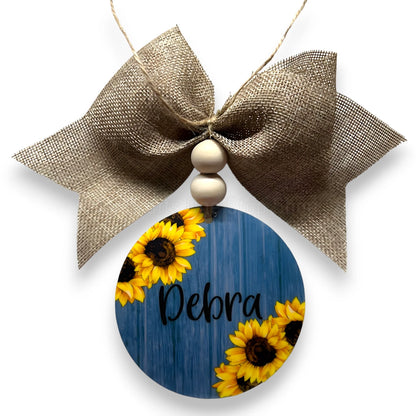 Personalized Sunflower Print Acrylic Car Charm